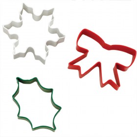Комплект метални кутери "Снежинка, листо и панделка" - 3 елемента